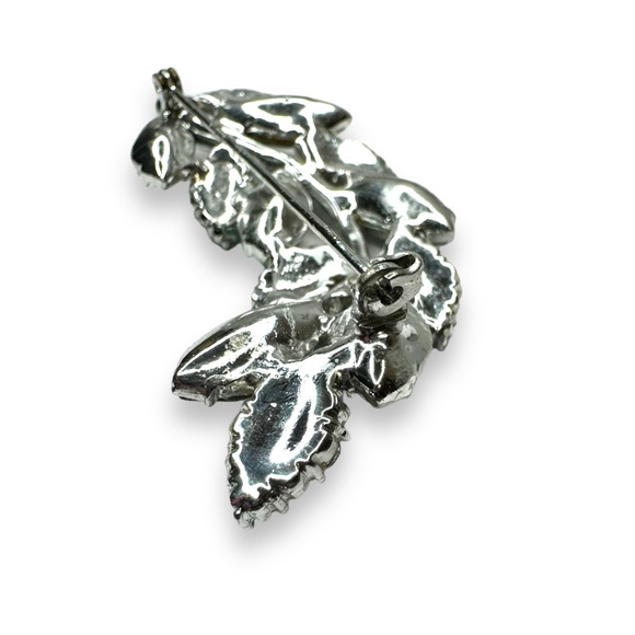 Vintage Aurora Borealis Navette Crystal Brooch Clip on Earring Set - Picture 5 of 8